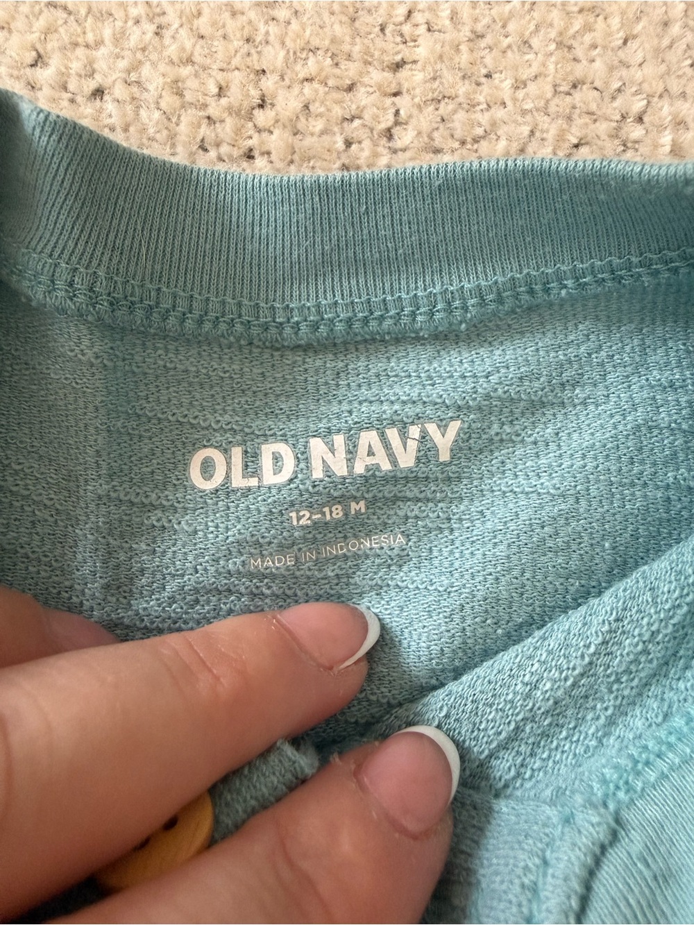 Old Navy Teal Short Sleeve Henley Tee with Chest Pocket - Picture 2 of 3